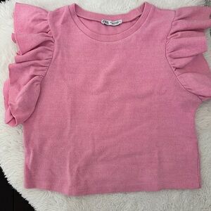 Zara Pink Ruffle Sleeve Blouse